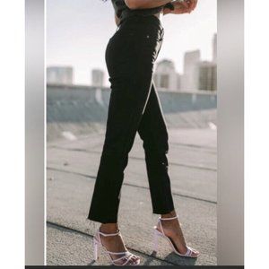 Amary llistayshia Black The Manhattan Jeans Frayed Hem Straight Leg Size 8